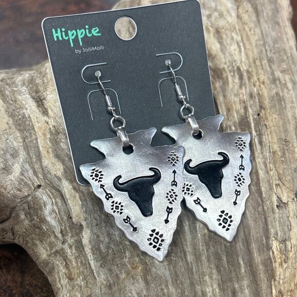 NEW Steer Arrowhead Dangle Earrings - Picture 1 of 1